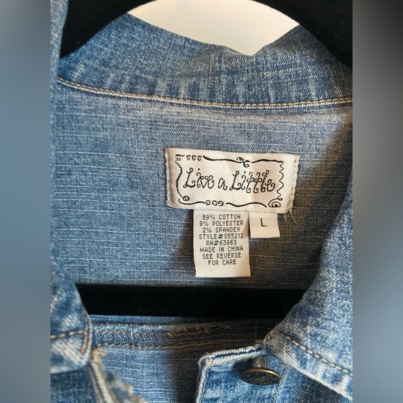 ‘Live a Little’ Jean Jacket, Size Large - Picture 2 of 3